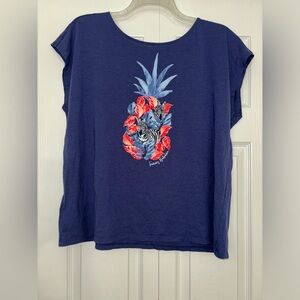 Tommy Bahama Blue pineapple print top XL